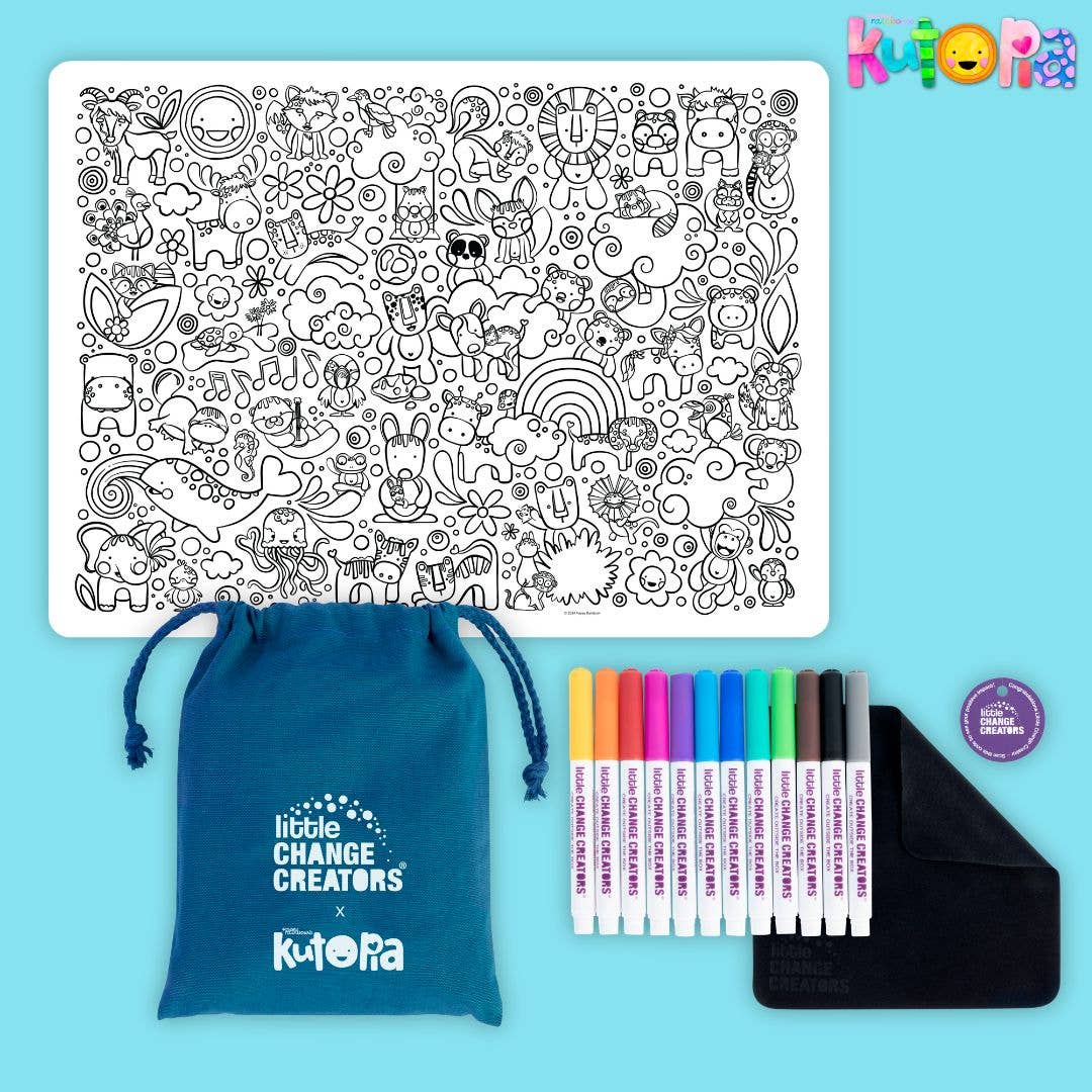 Little Change Creators | KUTOPIA | Re-FUN-able™ Reusable Colouring + Doodle Mat