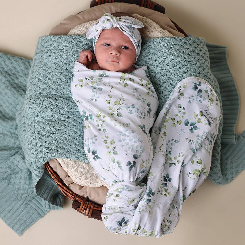 Snuggle Hunny | Organic Jersey Wrap & Topknot Set | Eden