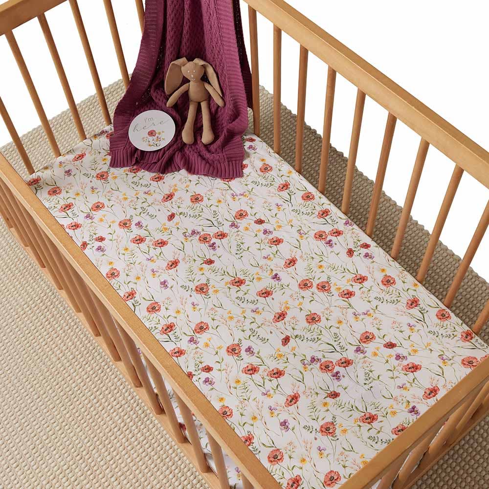 Snuggle Hunny |Organic Fitted Cot Sheet | Meadow