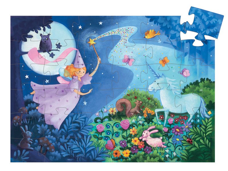 Djeco Silhouette Puzzle | Fairy & Unicorn 36pc