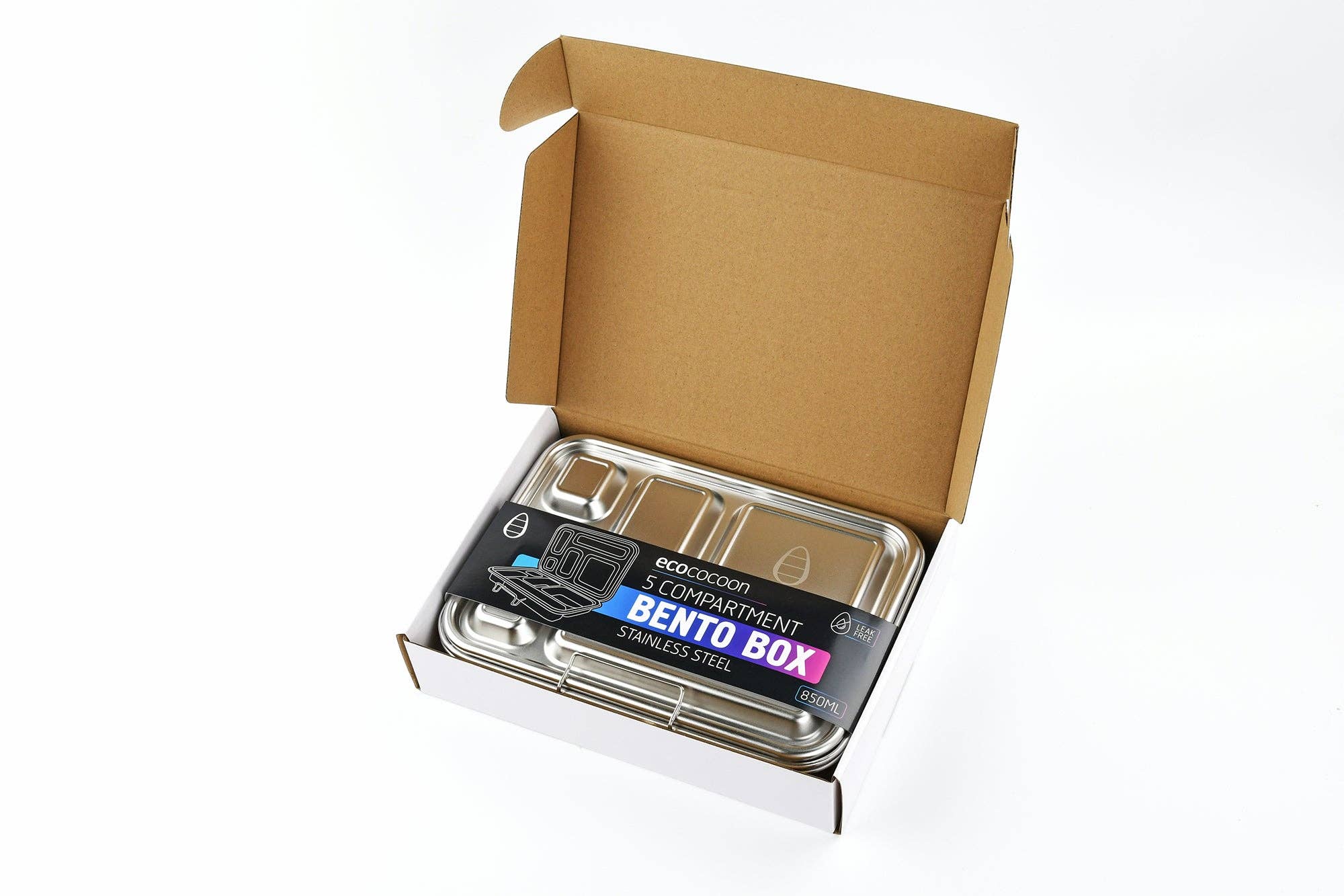 Ecococoon | Bento Box 5 - Stainless Steel - Leak Proof | Blueberry