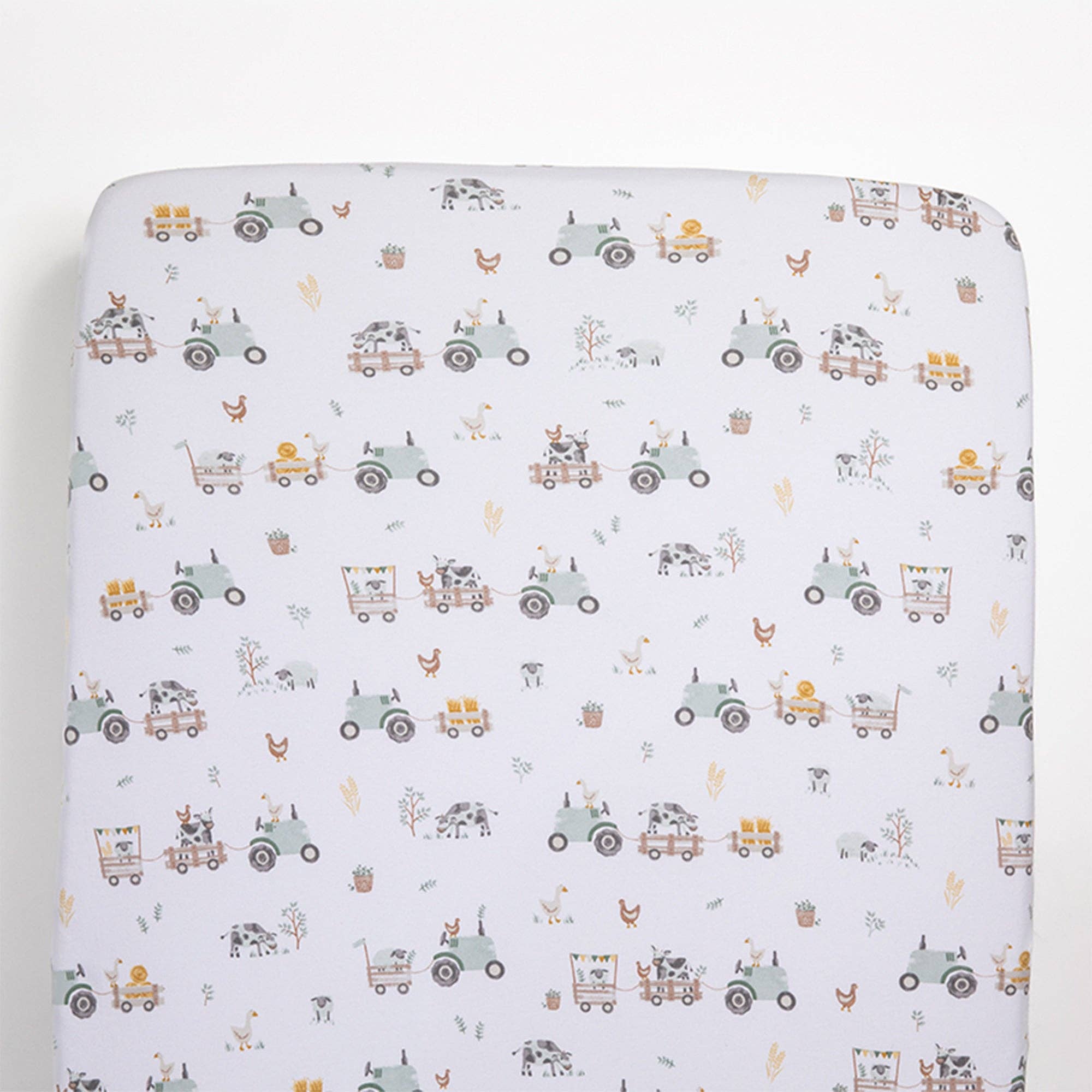 Living Textiles 2pk Cot Fitted Sheet Tractor Ride