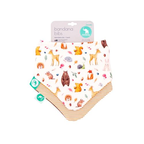 All 4 Ella Bandana Bibs Forest 2pk