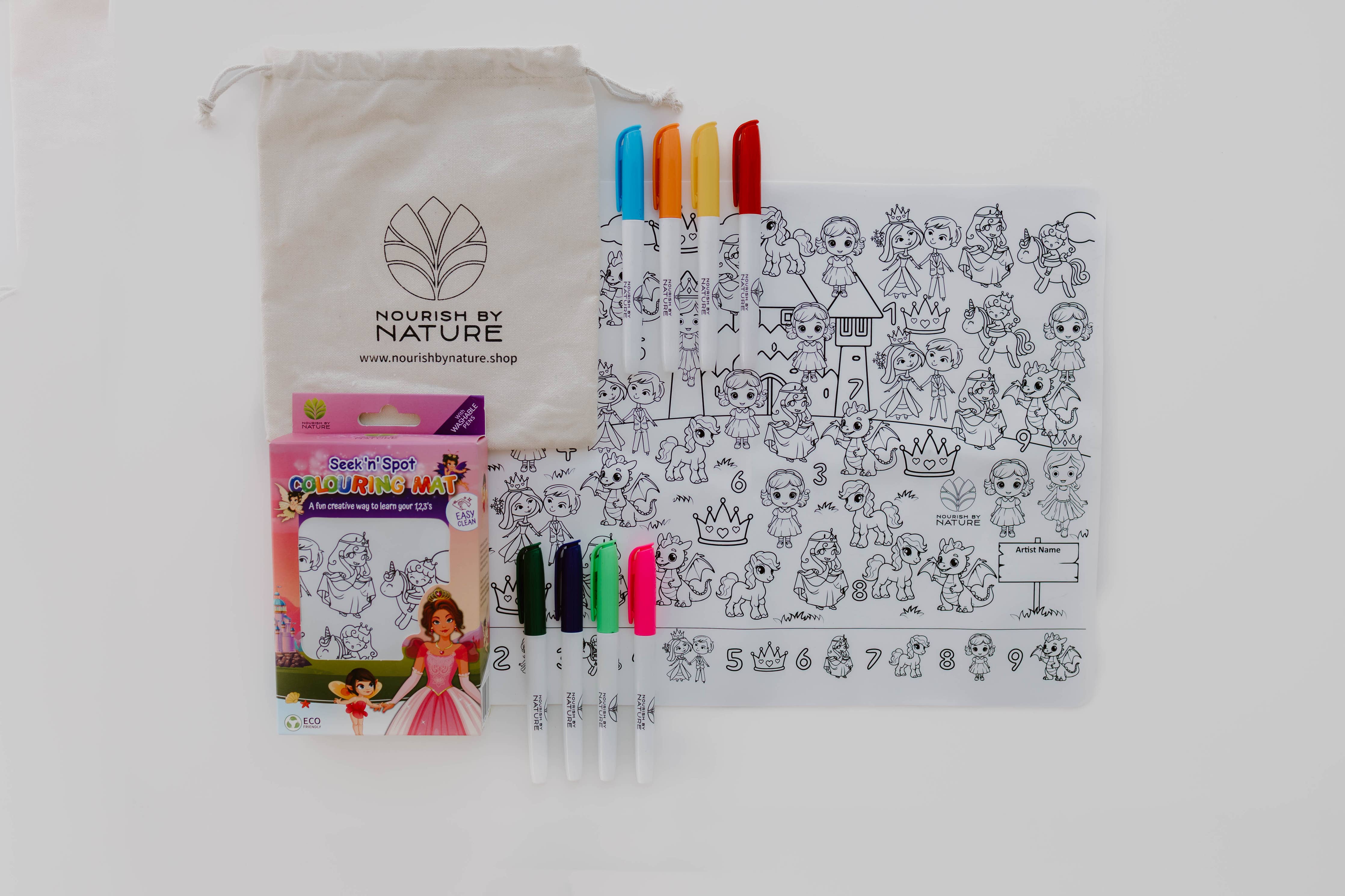 Nourish By Nature - Reusable Colouring Mat | Princess Seek & Spot A3 Silicone