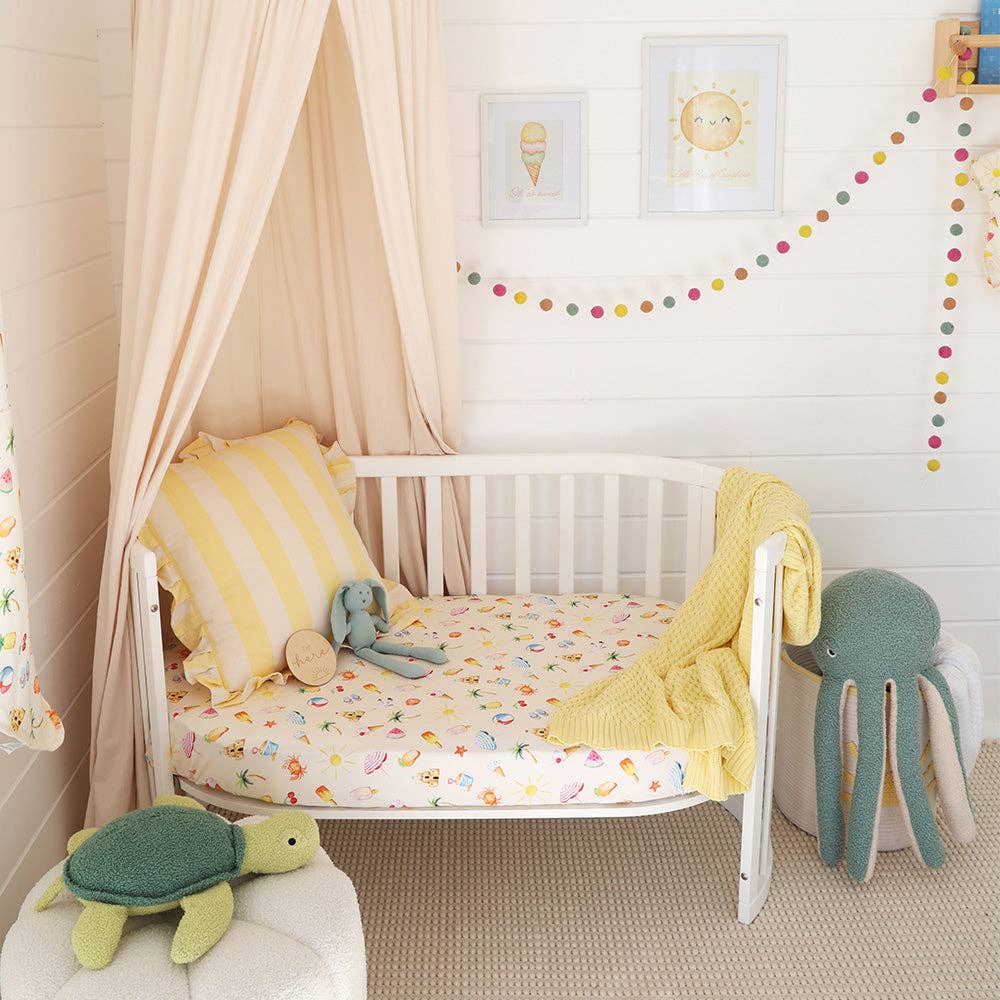 Snuggle Hunny - Beach Fun Organic Fitted Cot Sheet