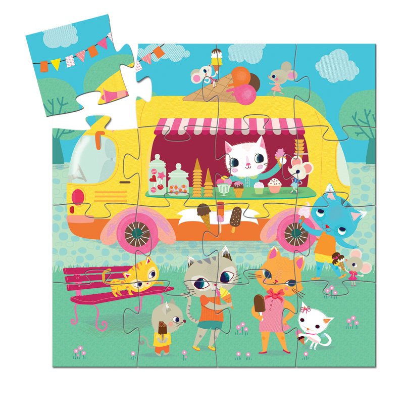 Djeco Silhouette Puzzle Ice Cream Truck 16pc
