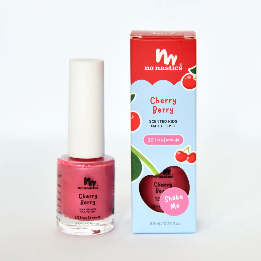 No Nasties Kids | Water Based Scented Nail Polish Cherry Berry - Bright Pink