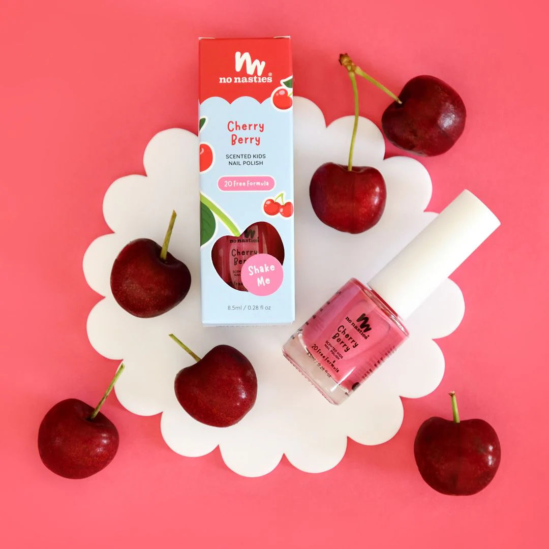 No Nasties Kids | Water Based Scented Nail Polish Cherry Berry - Bright Pink
