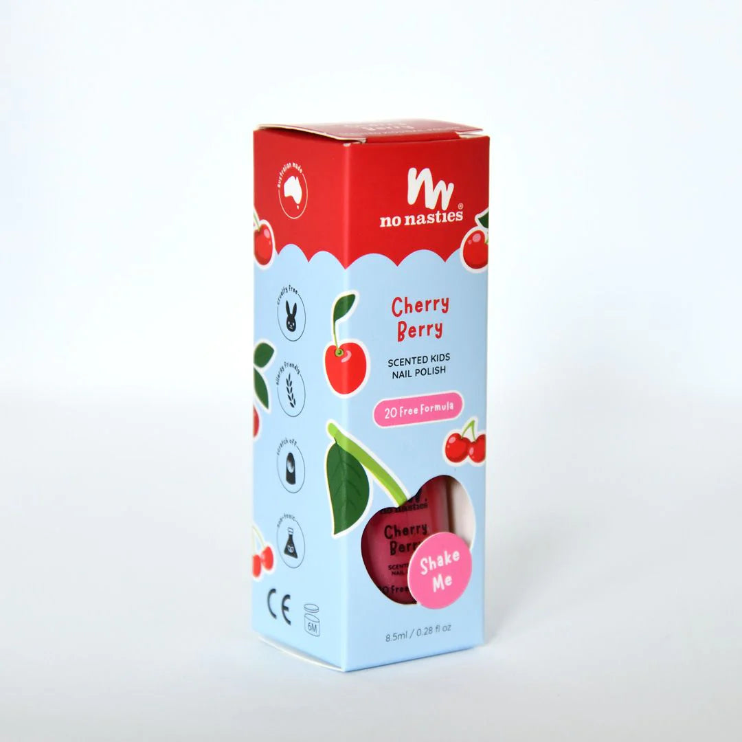 No Nasties Kids | Water Based Scented Nail Polish Cherry Berry - Bright Pink