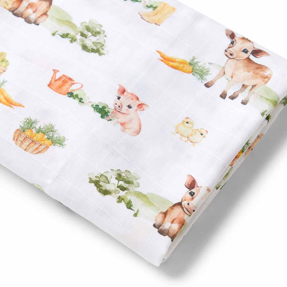Snuggle Hunny | Organic Muslin Wrap | Farm