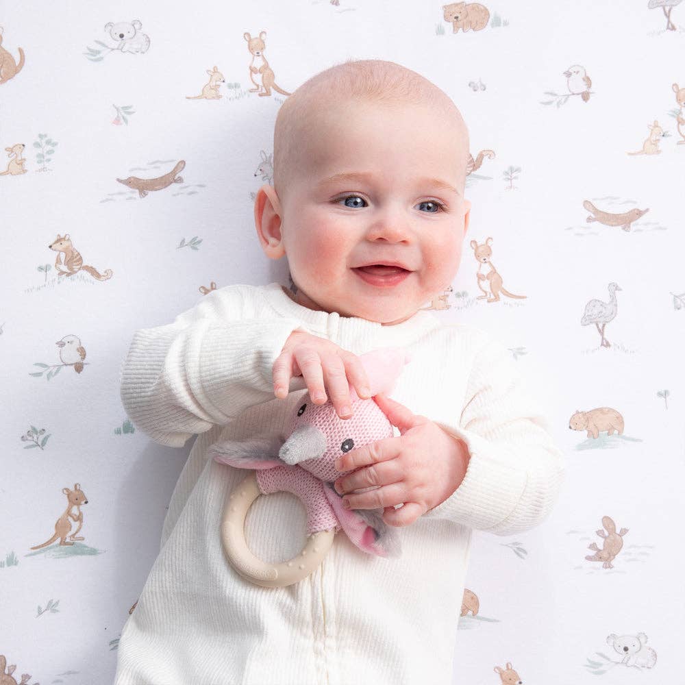 Living Textiles - Ring Rattle - Galah