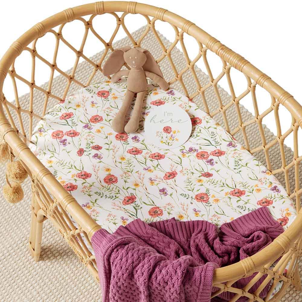 Snuggle Hunny | Organic Bassinet Sheet / Change Pad Cover | Meadow