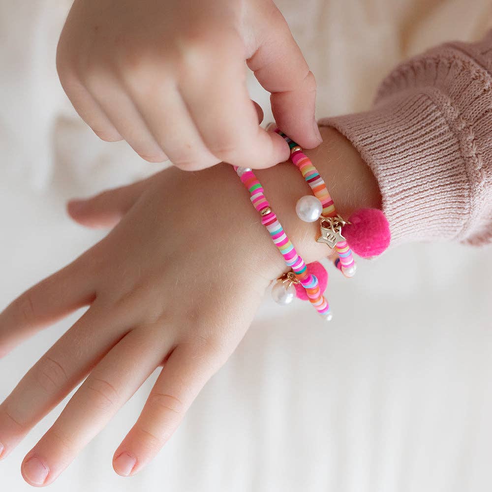 Lauren Hinkley | Rainbow Bracelet with Pom Pom and Pearl