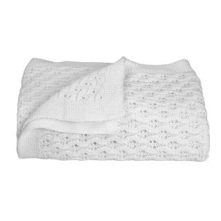 Living Textiles Lattice Baby Blanket White