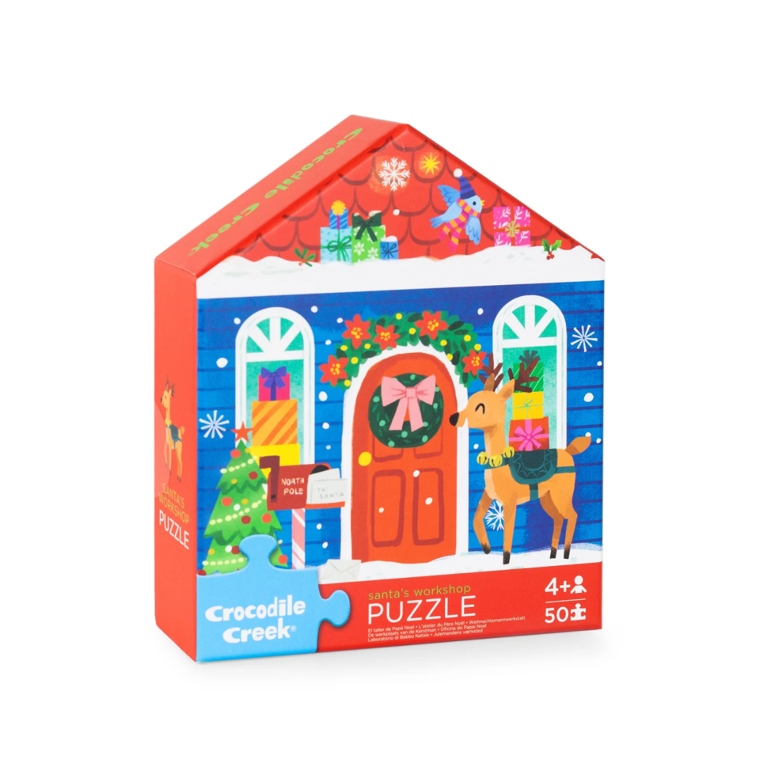 Crocodile Creek | Flat House Puzzle 50 pc - Santas Workshop
