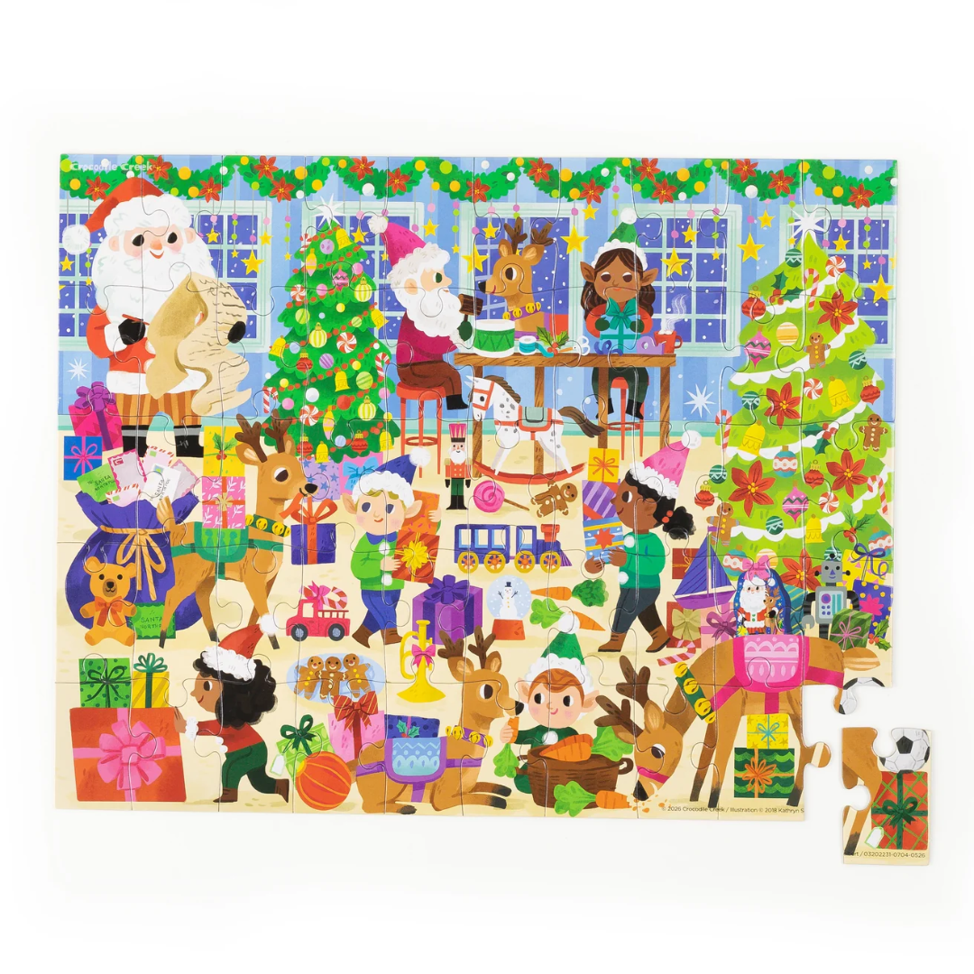 Crocodile Creek | Flat House Puzzle 50 pc - Santas Workshop