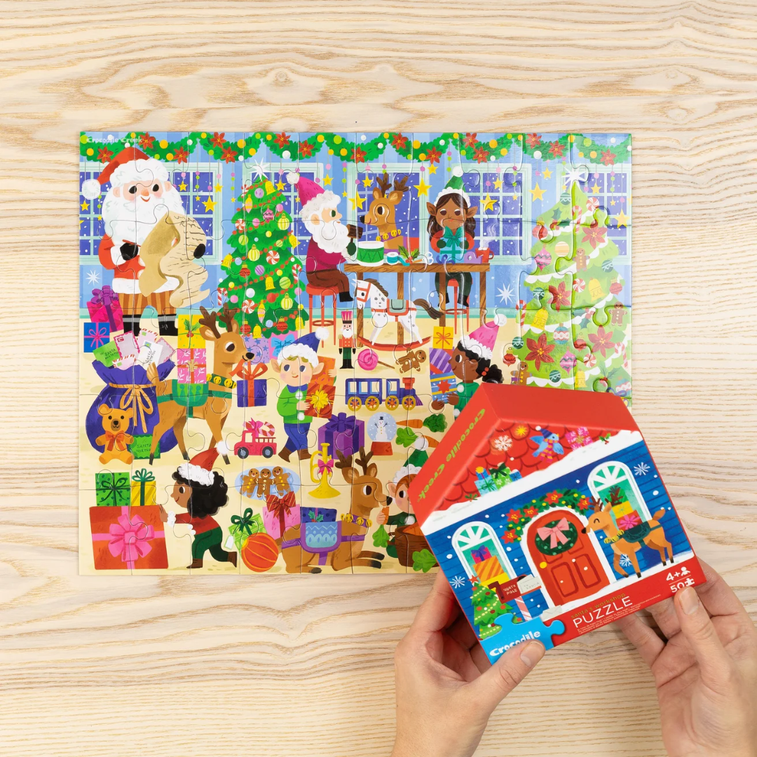 Crocodile Creek | Flat House Puzzle 50 pc - Santas Workshop