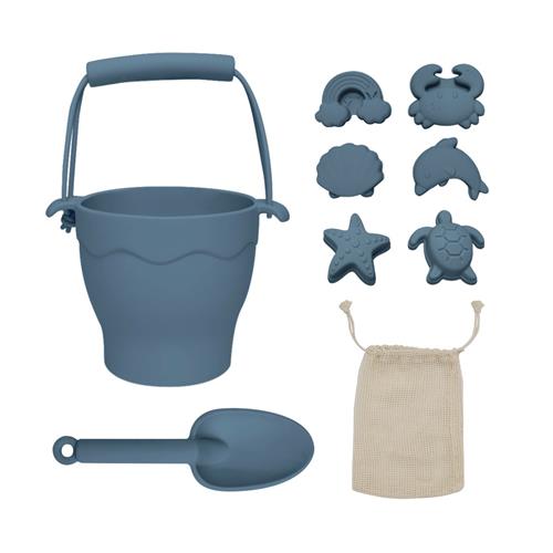 Living Textiles Silicone 8pc Bucket & Spade Set Steel Blue