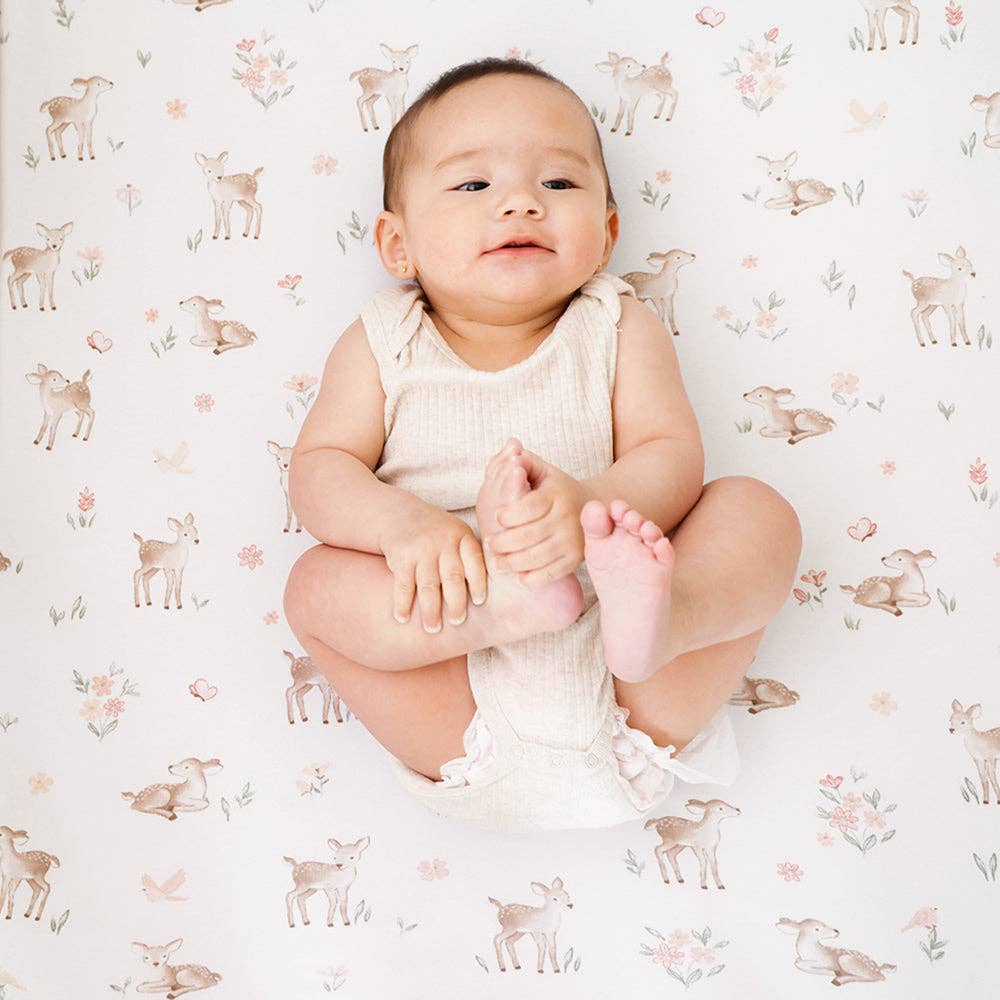 Living Textiles | 2 Pack Organic Cot Fitted Sheet Fawn Fables