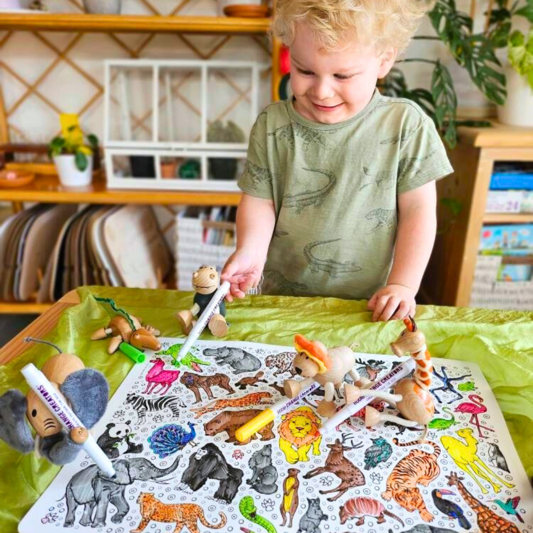 Little Change Creators | SAFARI | Re-FUN-able™ Reusable Colouring + Doodle Mat
