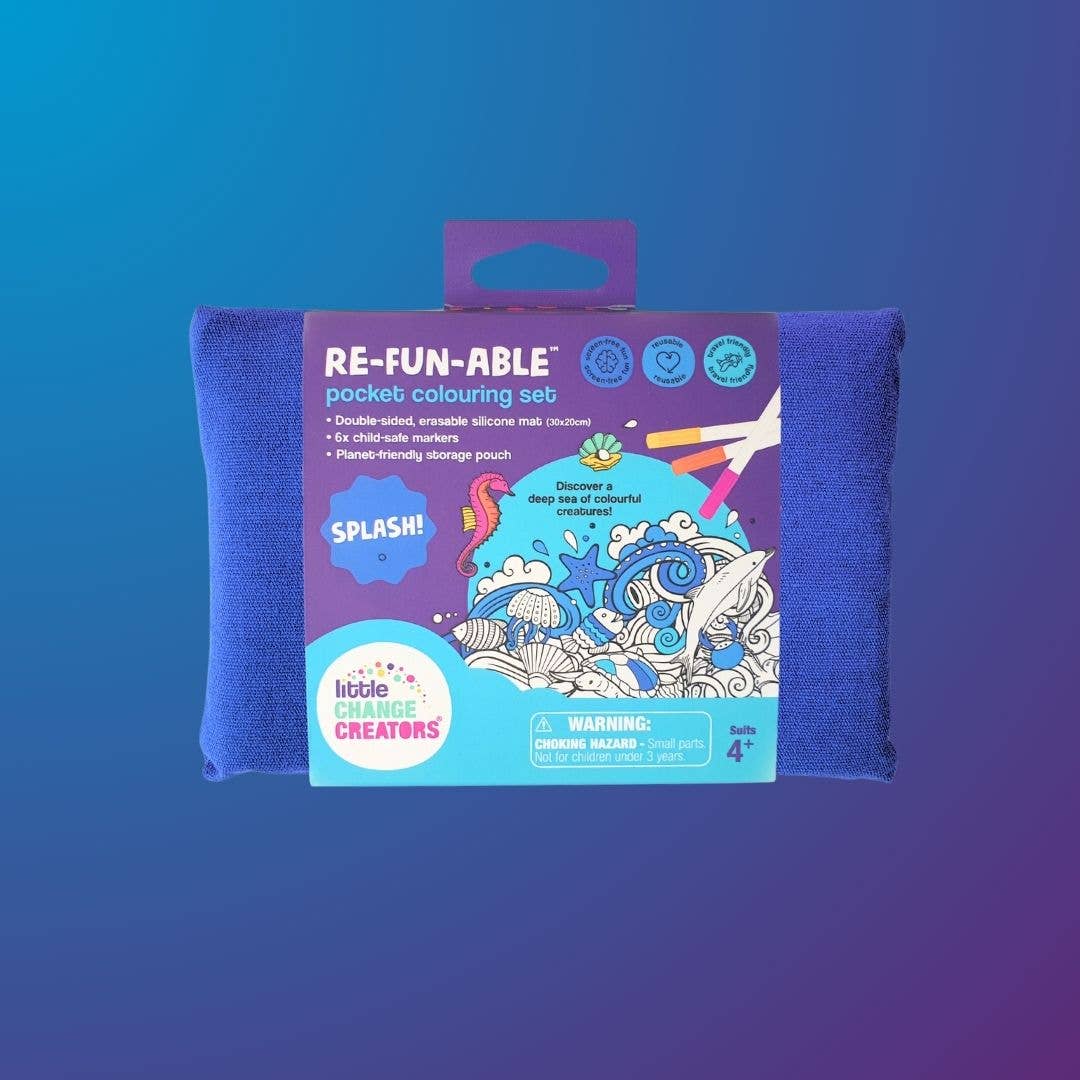Little Change Creators - SPLASH! Pocket Silicone Colouring Mat | Sealife Travel Toy