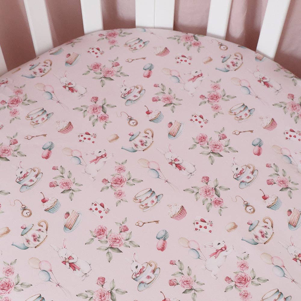 Snuggle Hunny - Alice’s Tea Party Organic Fitted Cot Sheet