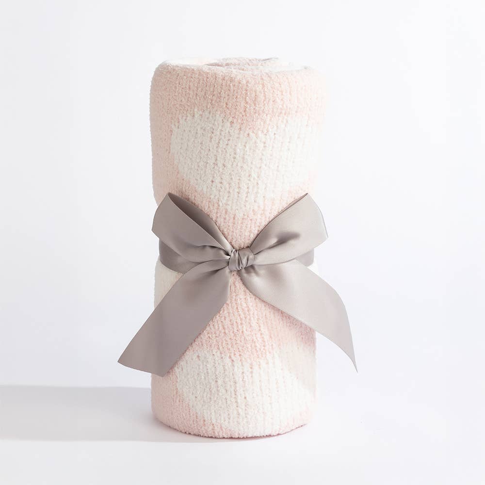 Living Textiles Chenille Blanket Pink Hearts