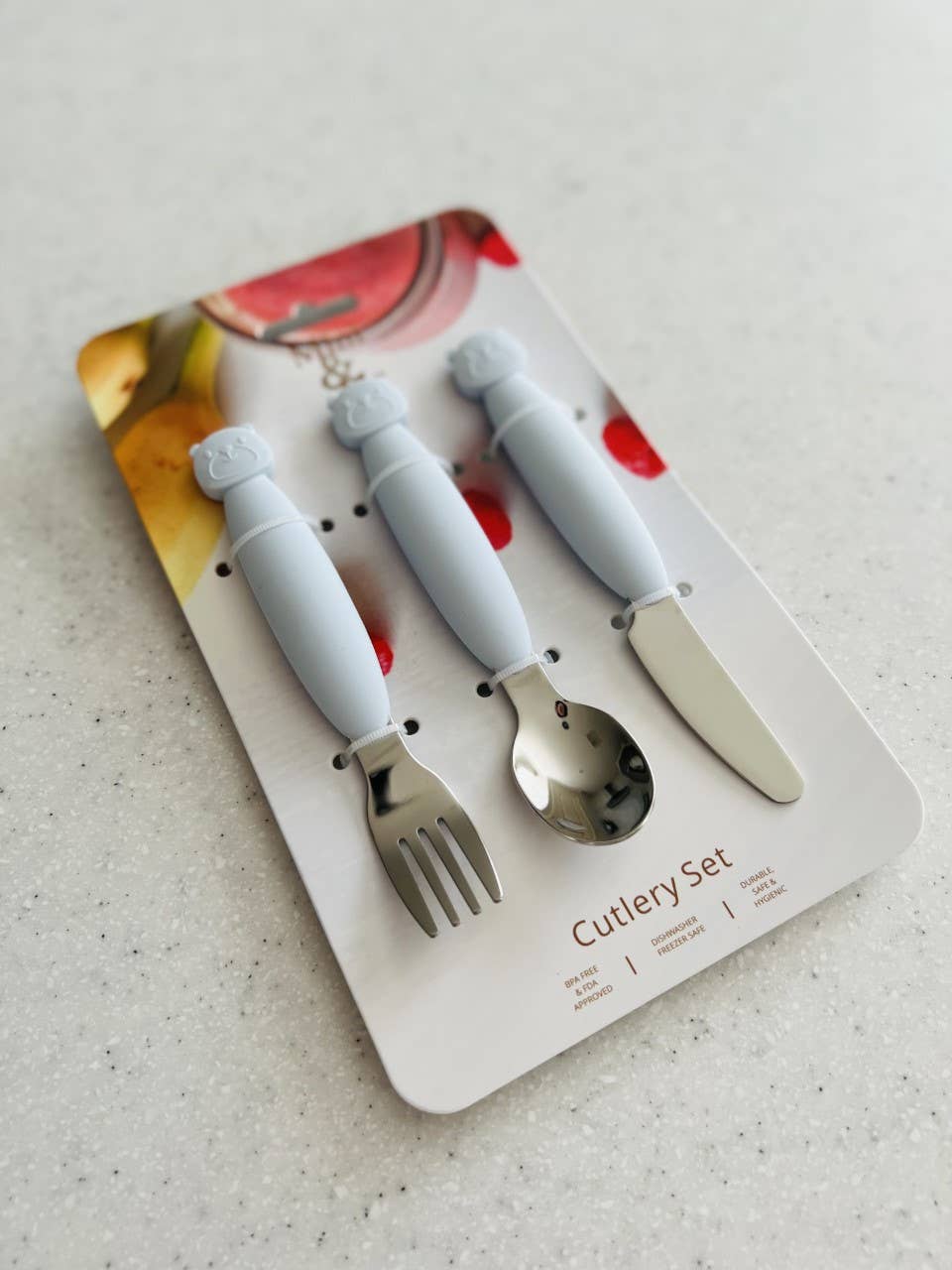 Cuddle Bug & Co | Mini & Me Metal Cutlery Set | Ice Blue