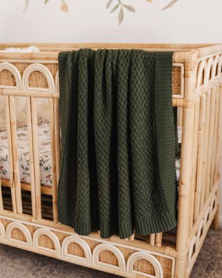 Snuggle Hunny Diamond Knit Baby Blanket Olive