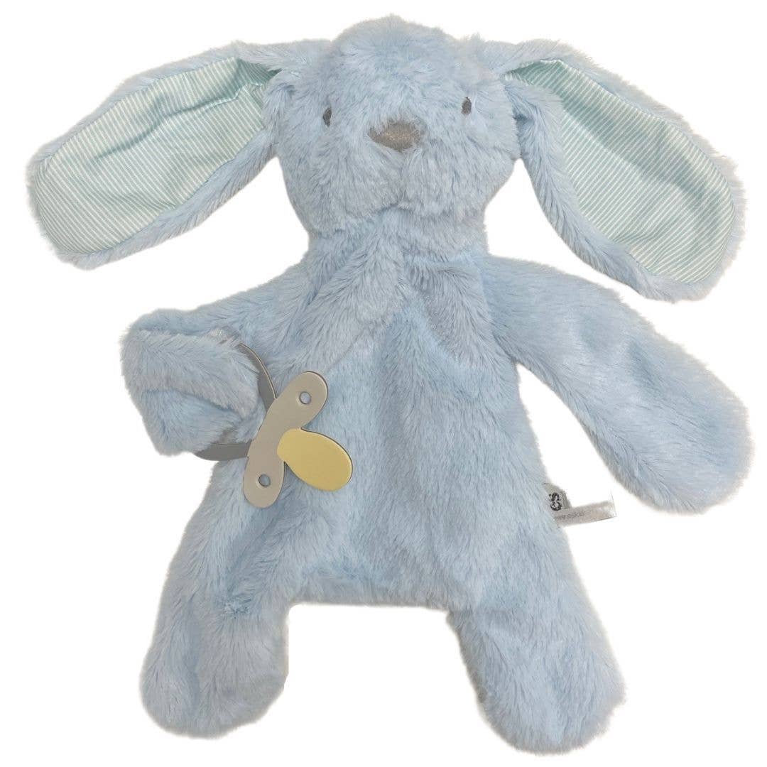 ES Kids Bunny Comforter with Dummy Holder Blue Stripe 30cm