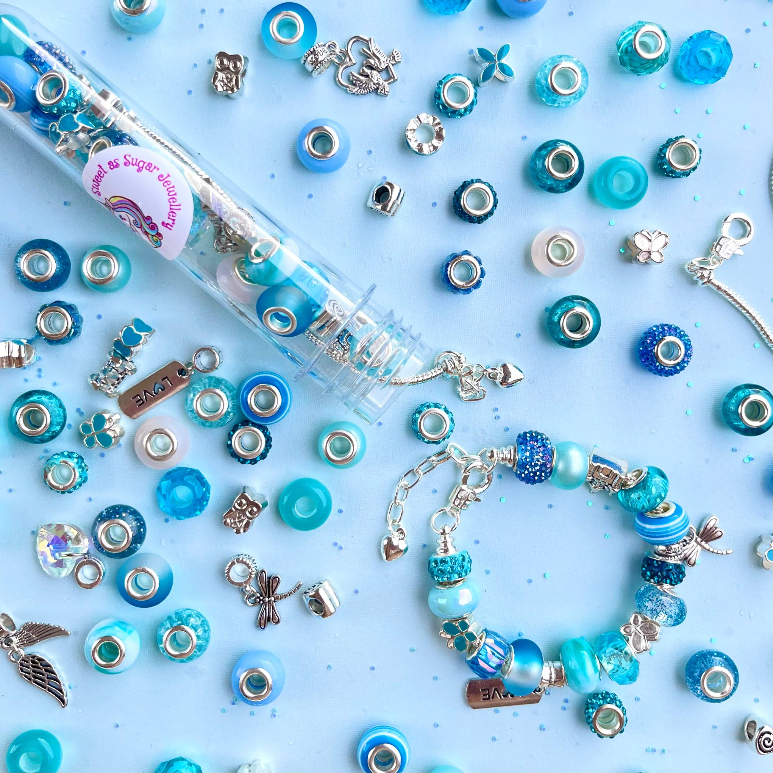 Sweet As Sugar Jewellery - Jewellery Making Kit Charm Bracelet Set: Purple