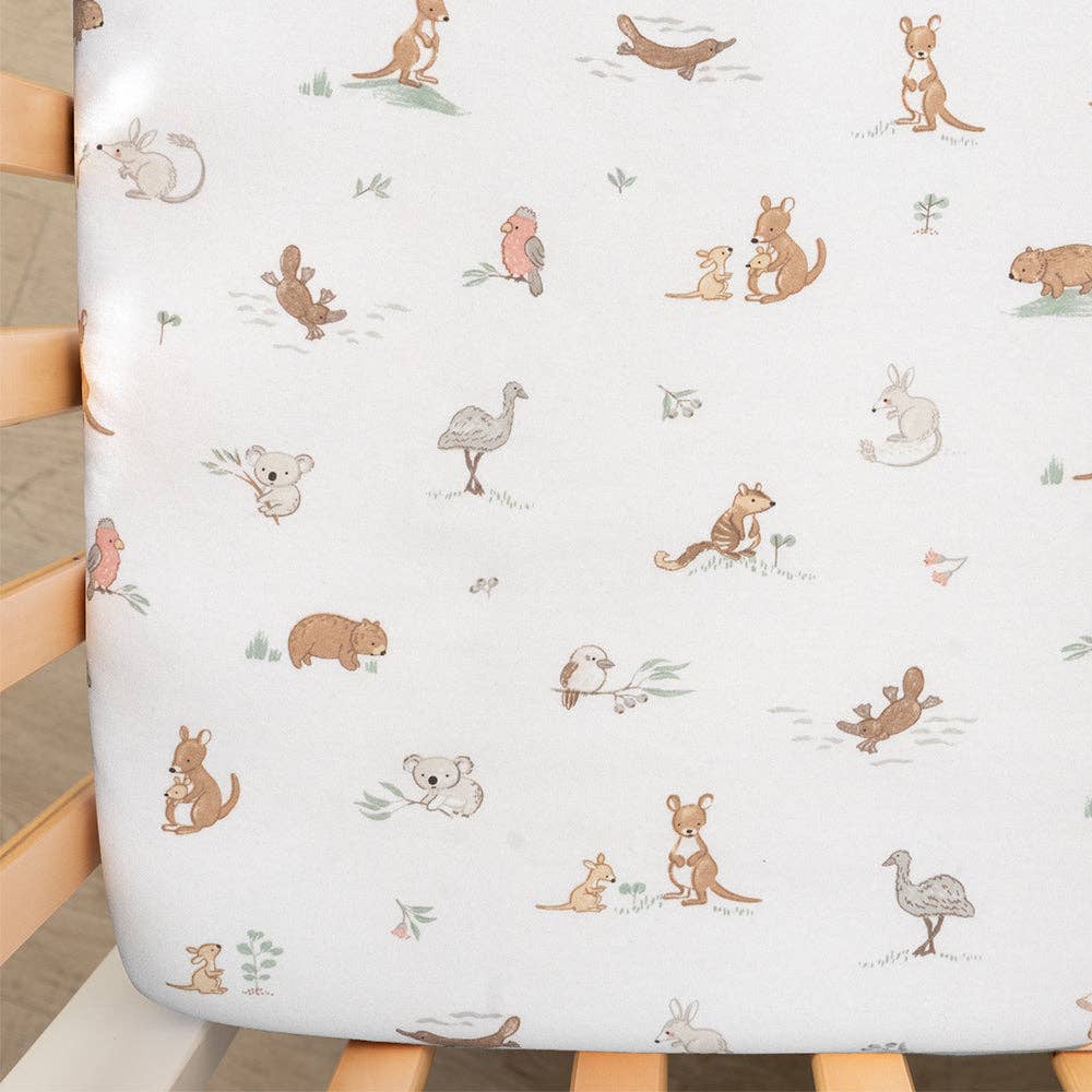 Living Textiles - 2 Pack Organic Cot Fitted Sheet - Australiana