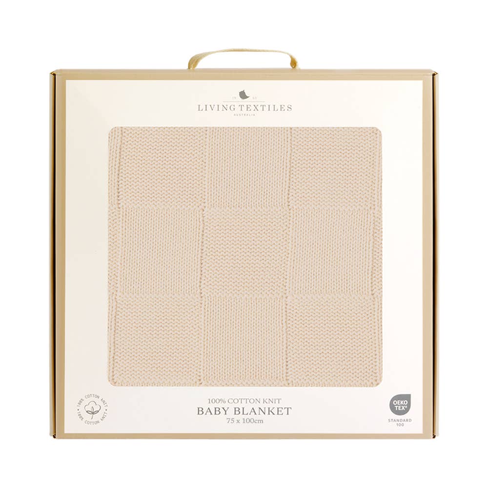 Living Textiles | Pram Knitted Blanket Checkered Sand