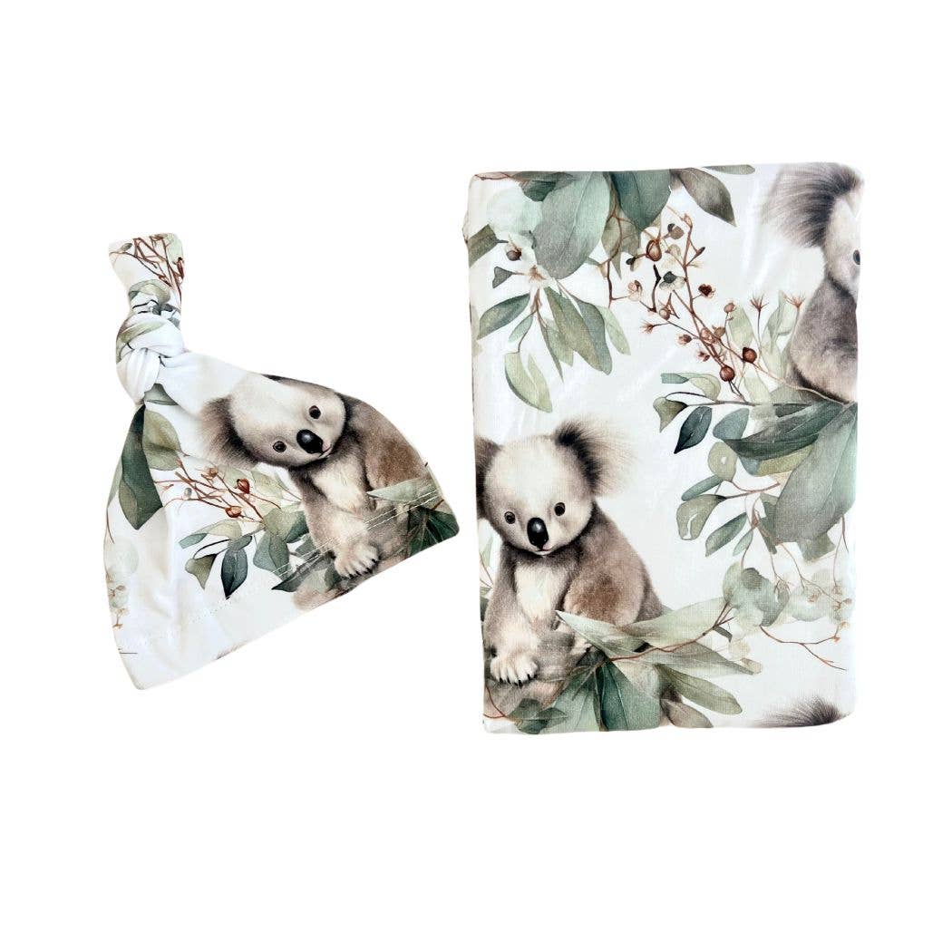 Cuddle Bug & Co - Mini & Me Organic Jersey Baby Wrap Set Cuddly Koala