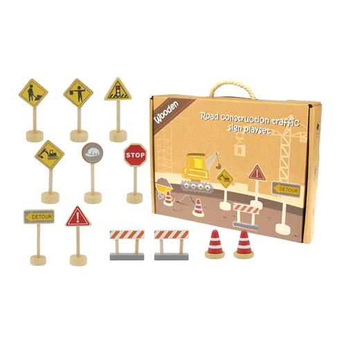 Wooden Construction Road Sign Set