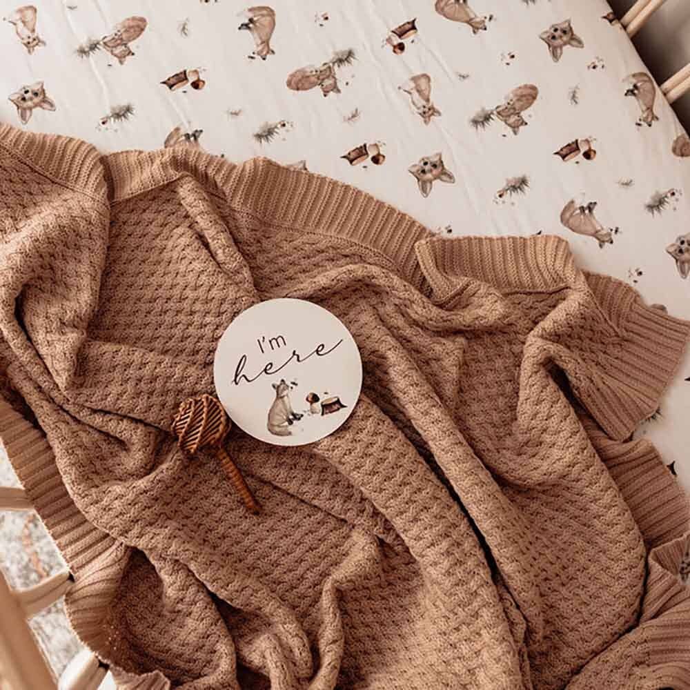 Snuggle Hunny | Diamond Knit Baby Blanket | Hazelnut