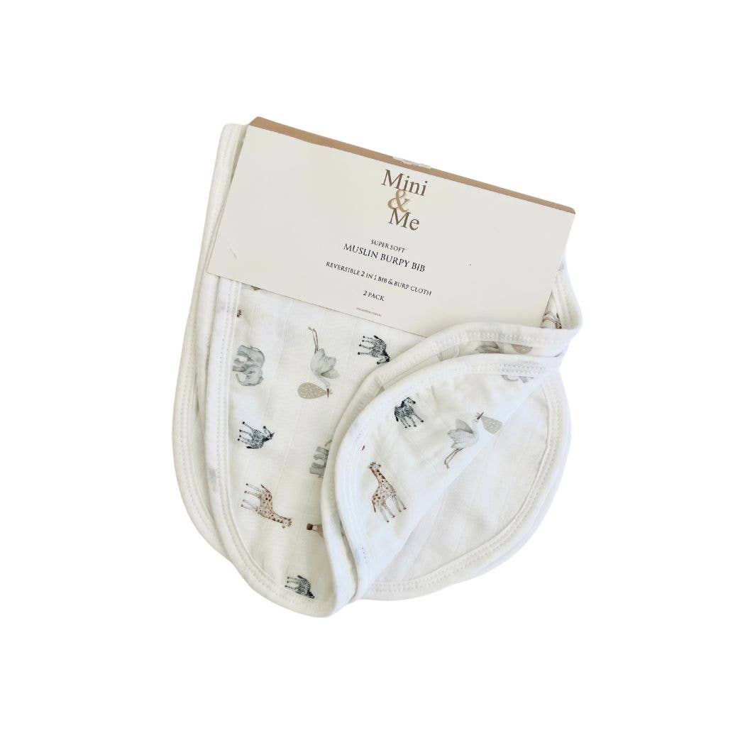Cuddle Bug & Co | Mini & Me Burp Bib Savanna Bebe' & White