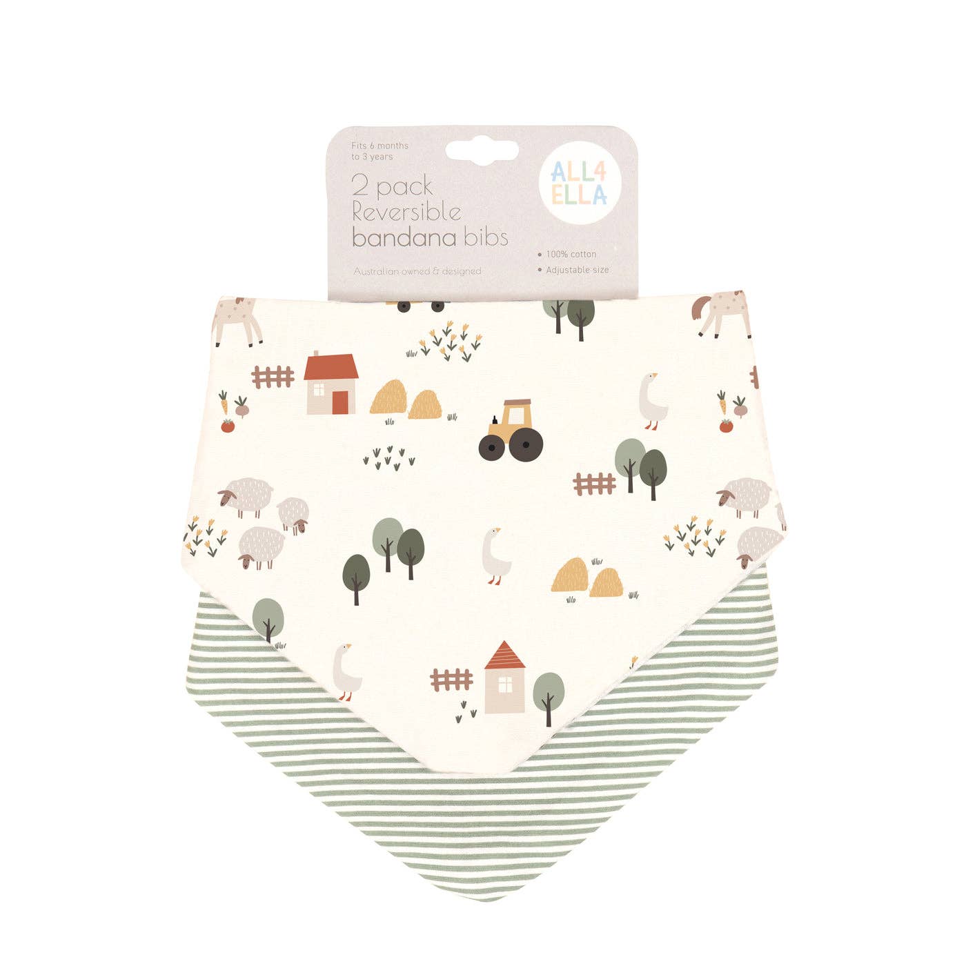 All4Ella | Bandana Bibs 2pk | Country Farm