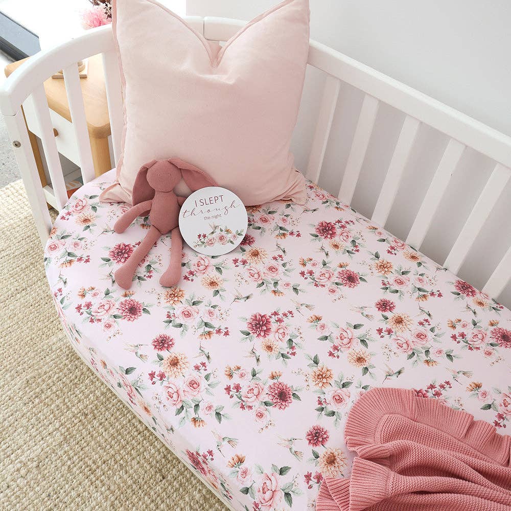 Snuggle Hunny - Birds & Blooms Organic Fitted Cot Sheet