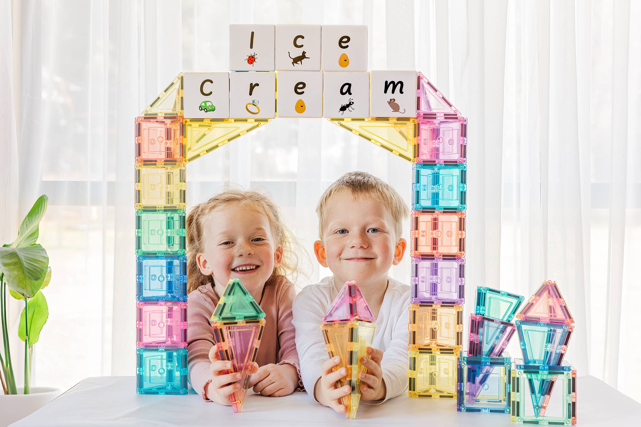 Learn & Grow Toys Magnetic Tiles | Pastel Builders Pack (112 Pc)