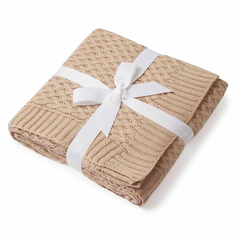 Snuggle Hunny | Diamond Knit Baby Blanket | Hazelnut