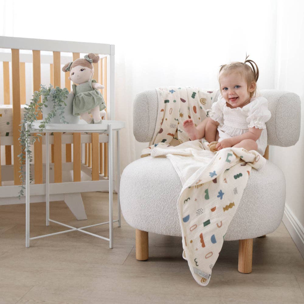 Living Textiles | Muslin Hooded Towel Geo Mod