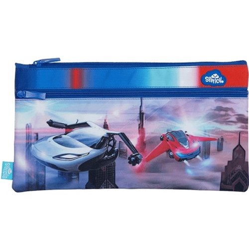 Spencil 2-Zip Rectangle Pencil Case - Flying Cars