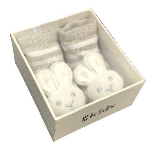 ES Kids Socks with Rattles Bunny Grey 0-6mths