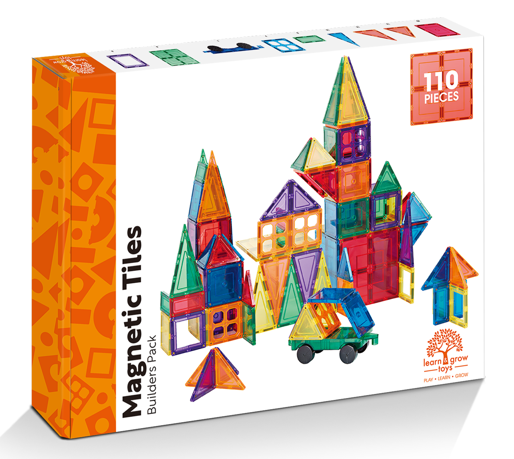 Learn and Grow Toys - Learn & Grow Magnetic Tiles - Builders Pack (110 Pc)
