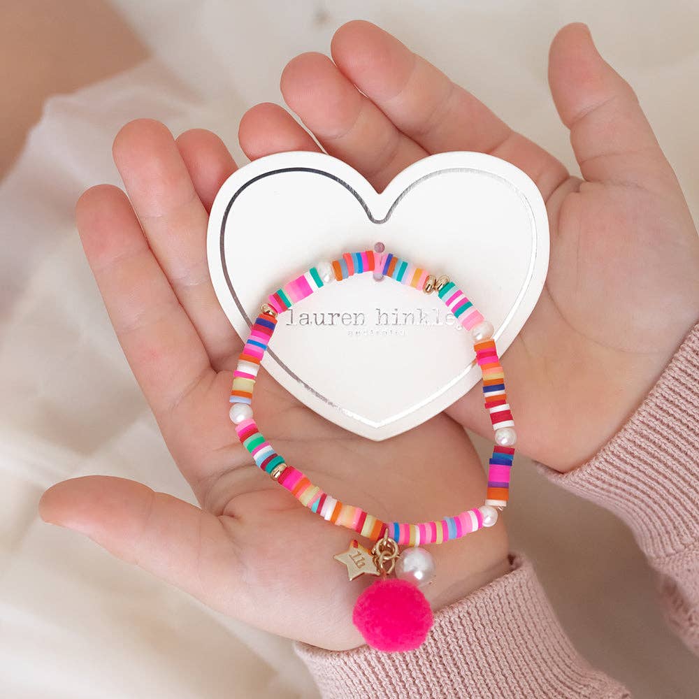 Lauren Hinkley | Rainbow Bracelet with Pom Pom and Pearl