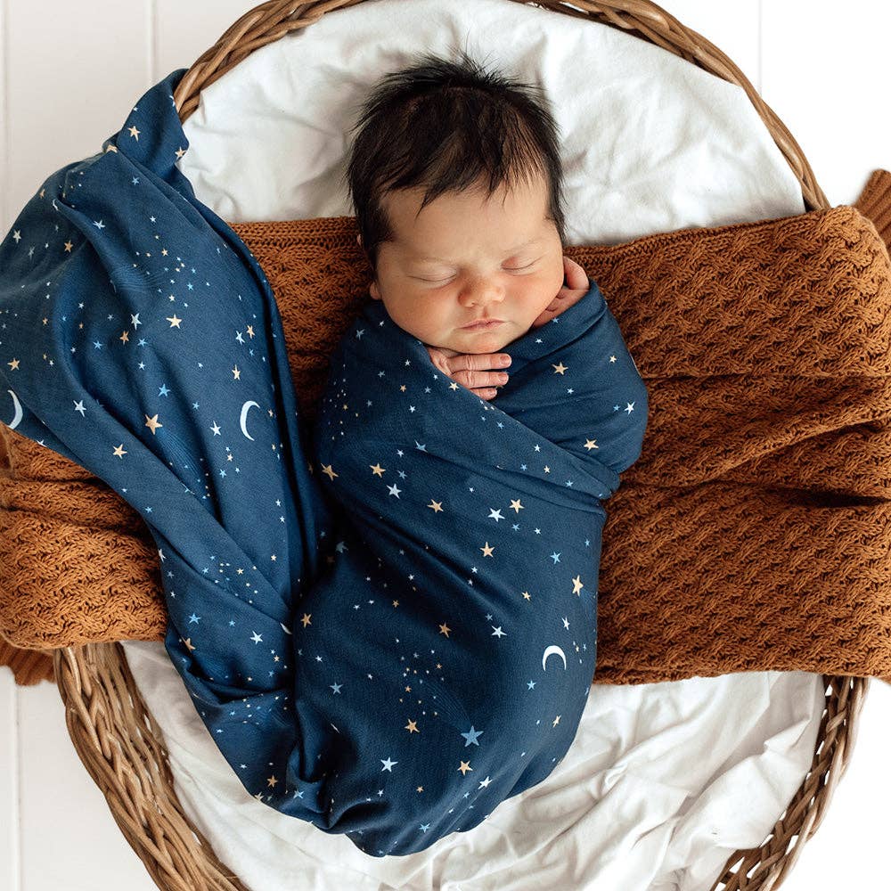 Snuggle Hunny - Starry Night Organic Jersey Wrap & Beanie Set