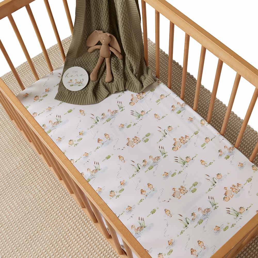 Snuggle Hunny Organic Fitted Cot Sheet | Duck Pond