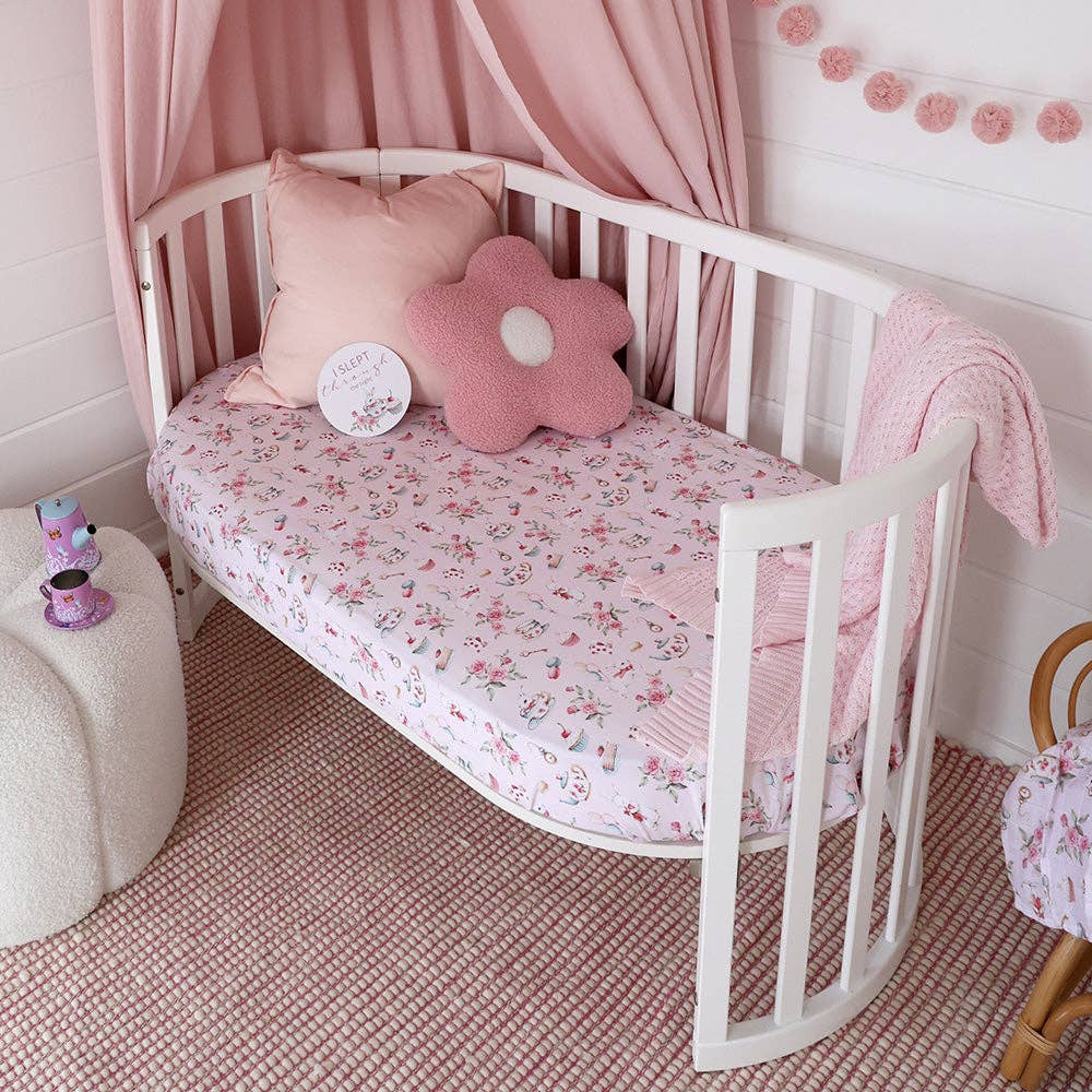 Snuggle Hunny - Alice’s Tea Party Organic Fitted Cot Sheet