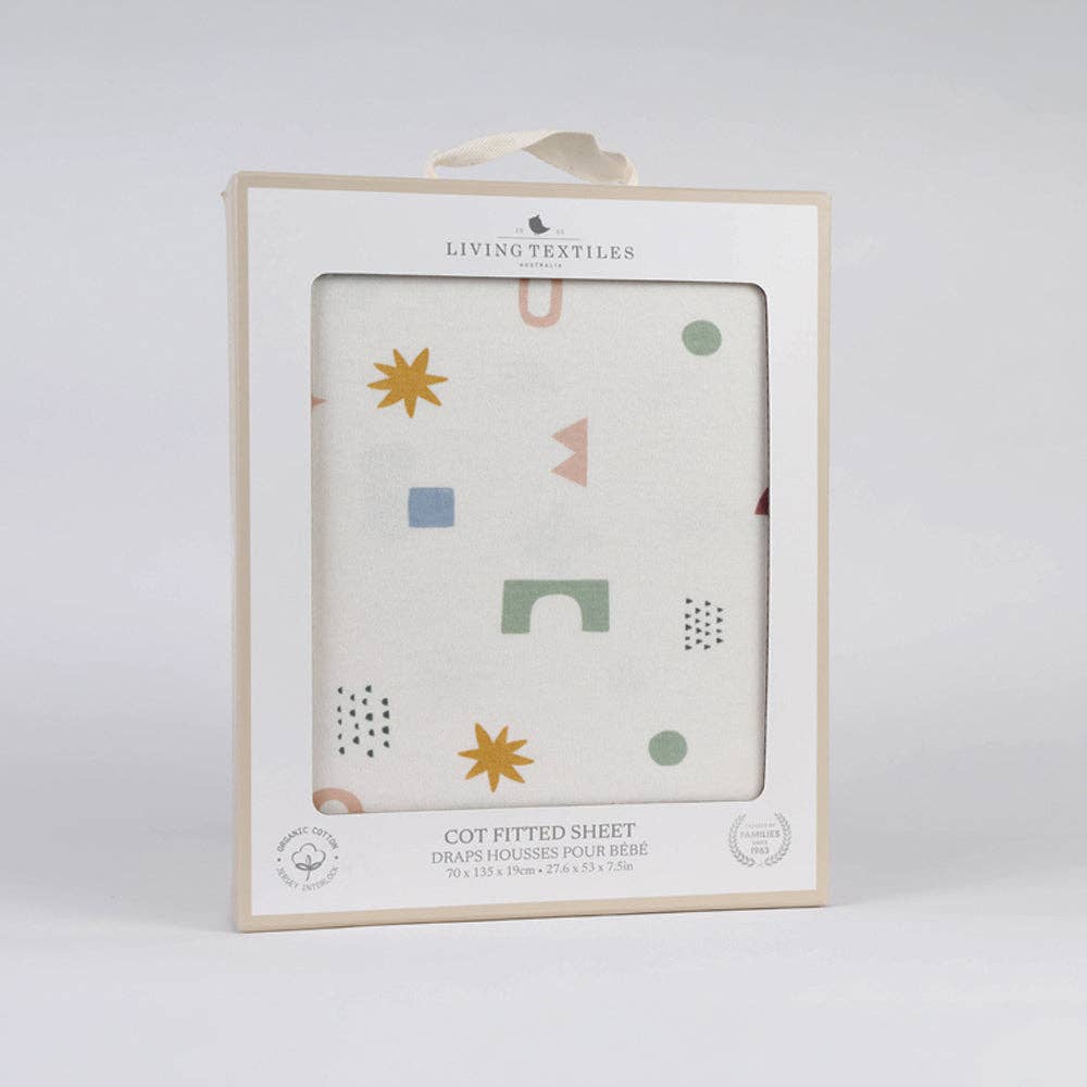 Living Textiles | 1 Pack Organic Jersey Cot Fitted Sheet Geo Mod